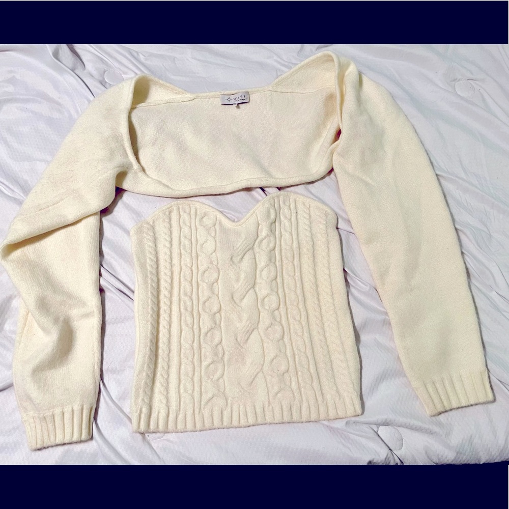 KNIT 2 piece arm warmer and tube top Size L will fit sizes M-XL best Worn once